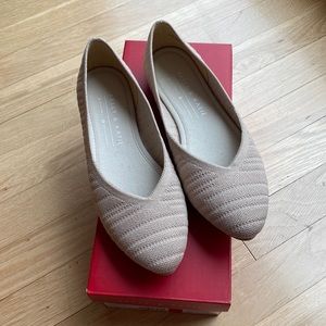 Kelly & Katie Champagne Glitter Stripe Knit Flats